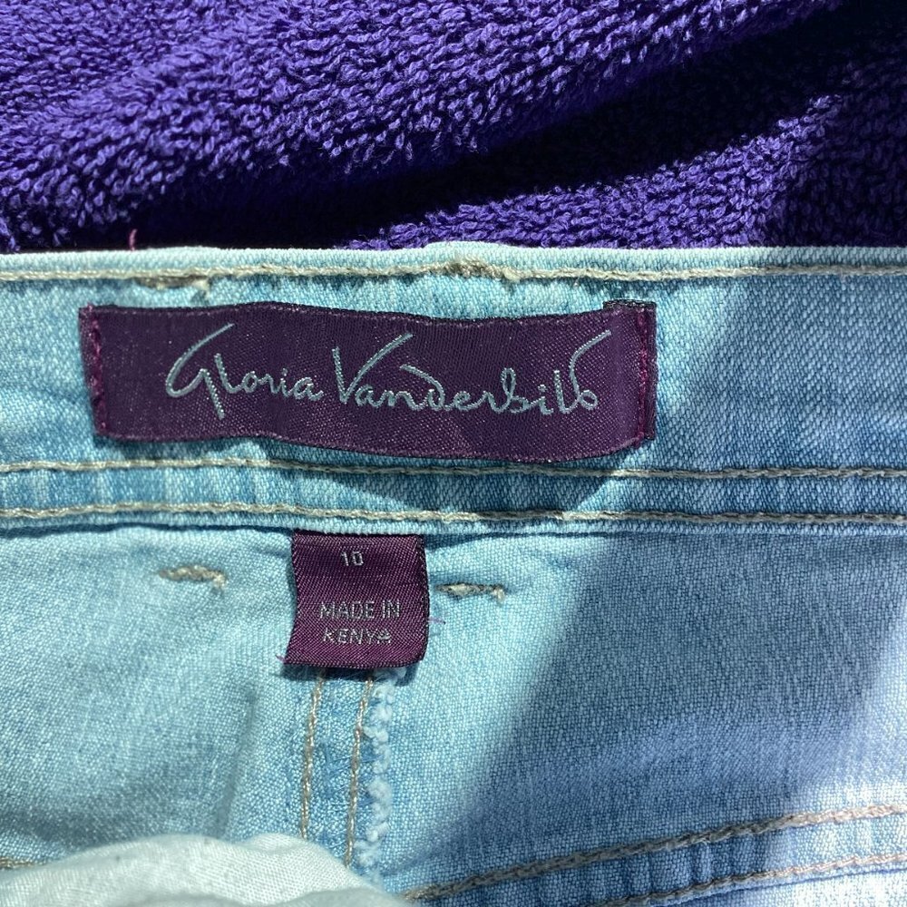 Gloria Vanderbilt Jeans Amanda Women's Sz 10 Short Light Wash Embellished Pocket - Picture 3 of 5